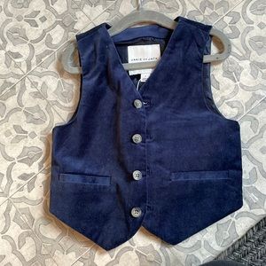 Janie and Jack Navy Velvet Vest Size 4 NWT